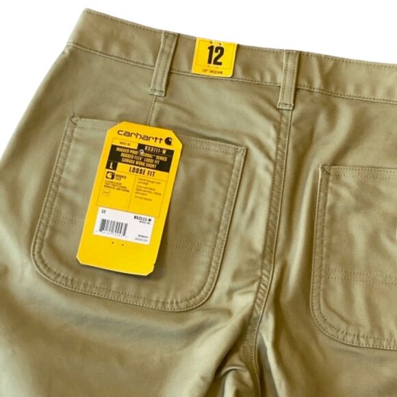 Carhartt Rugged Flex Loose Fit Canvas Work Shorts Women's 12 Dark Khaki NWT - Picture 7 of 8